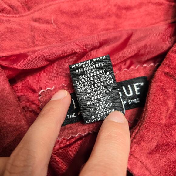 Dialogue Leather Button Down Jacket Red XL - Picture 2 of 7